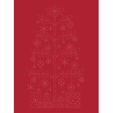 Christmas Tree Sashiko Panel - Red